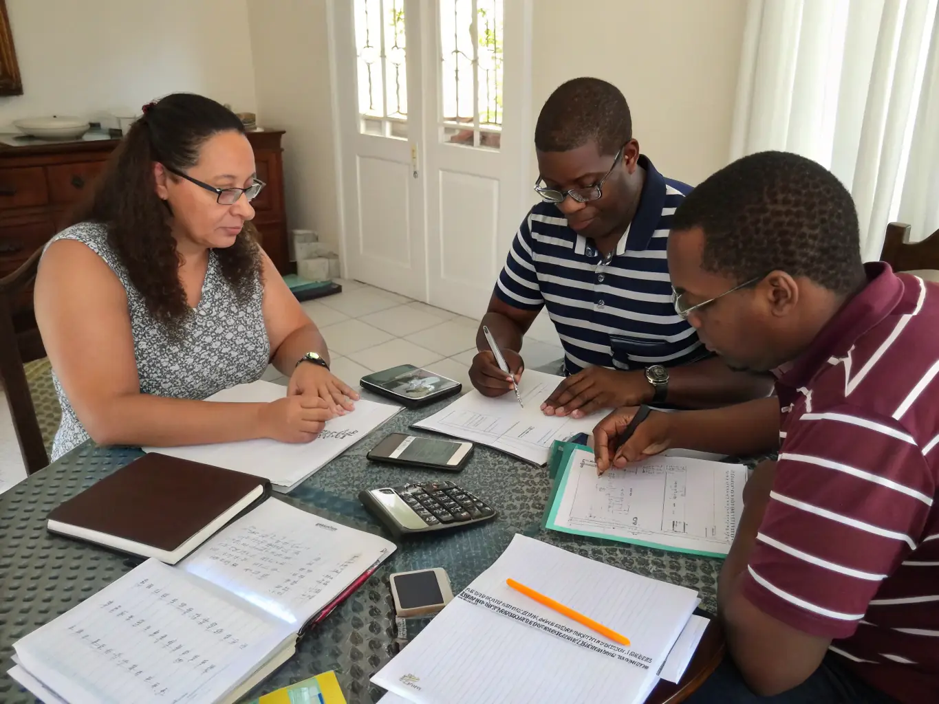 A group of people discussing saving tips and strategies in a forum setting, highlighting the community support aspect of SmartBudget Hub's saving challenges.